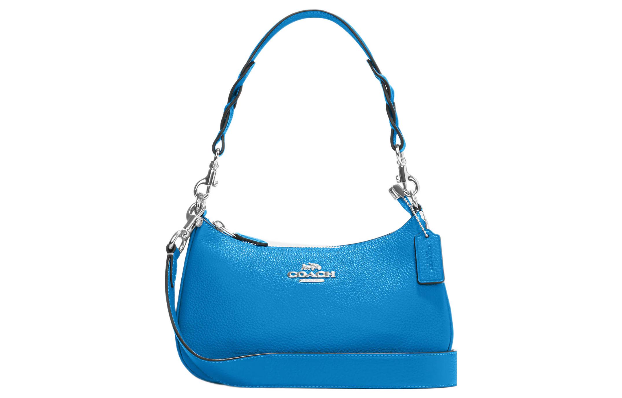 

Сумка через плечо COACH женская синяя из тисненой кожи с покрытием и текстурированного холста