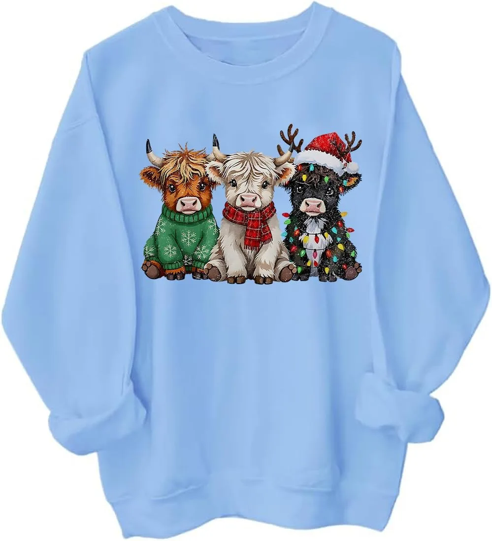 

Свитшот с рождественской коровой Highland Cow