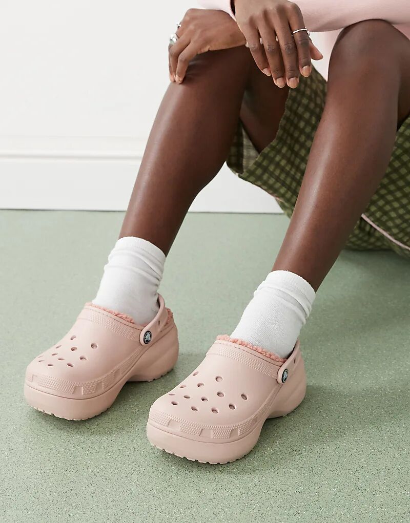 Классические сабо Croc на платформе из розовой глины Crocs