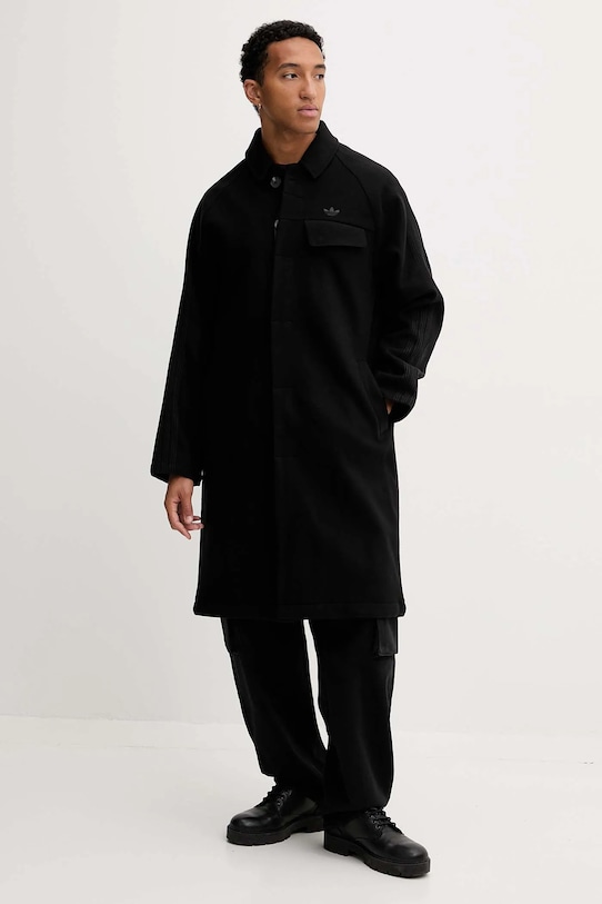 

Пальто из смеси шерсти P Ess Overcoat Adidas Originals, черный