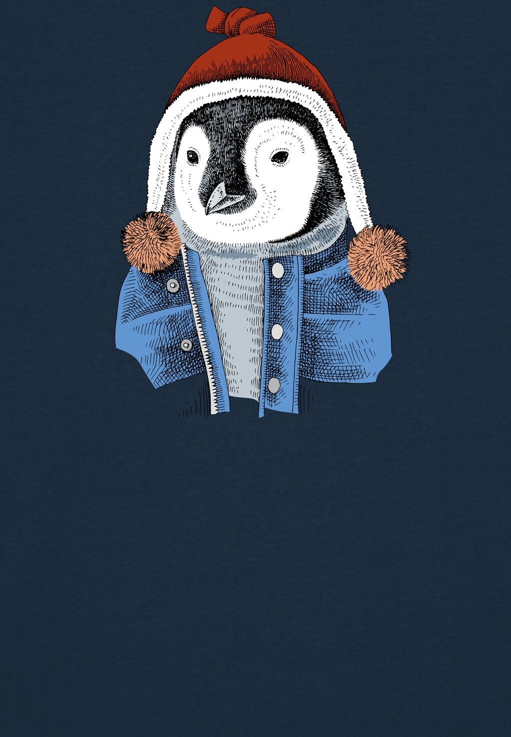 

Футболка с принтом PINGUIN watapparel, темно-синий