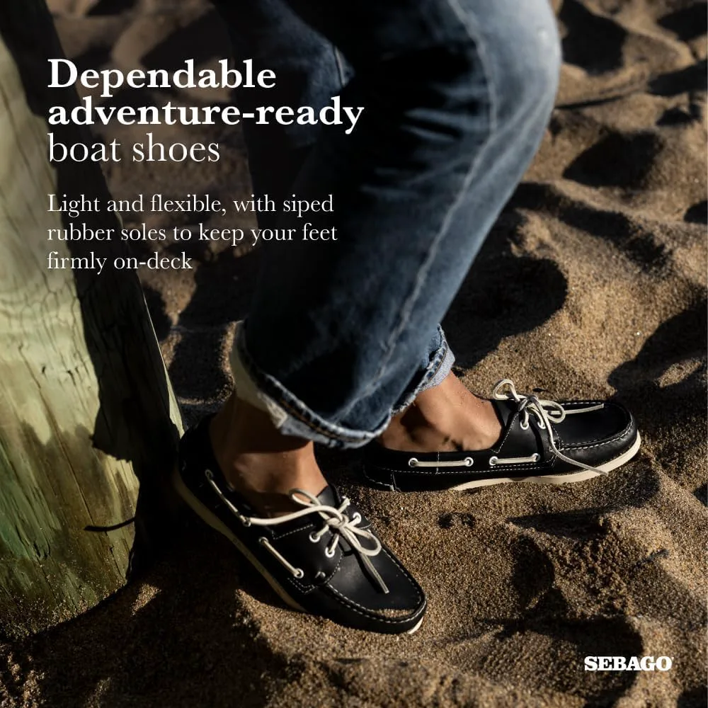 Топсайдеры Sebago Portland - мокасины из цельной кожи, ручная прошивка с кожаной подкладкой стельки и нескользящей резиновой подошвой, не оставляющей следов, синий — фото 4