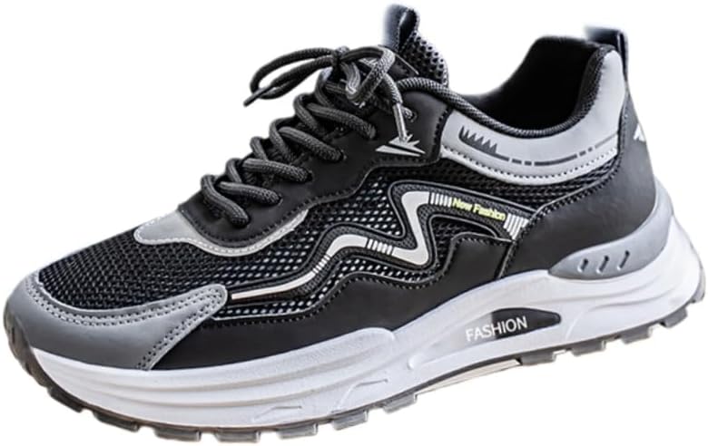 

Мужские стильные повседневные спортивные кроссовки - на шнуровке, противоскользящие, прочные, дышащие, для бега и повседневного ношения Fusecottc, черный