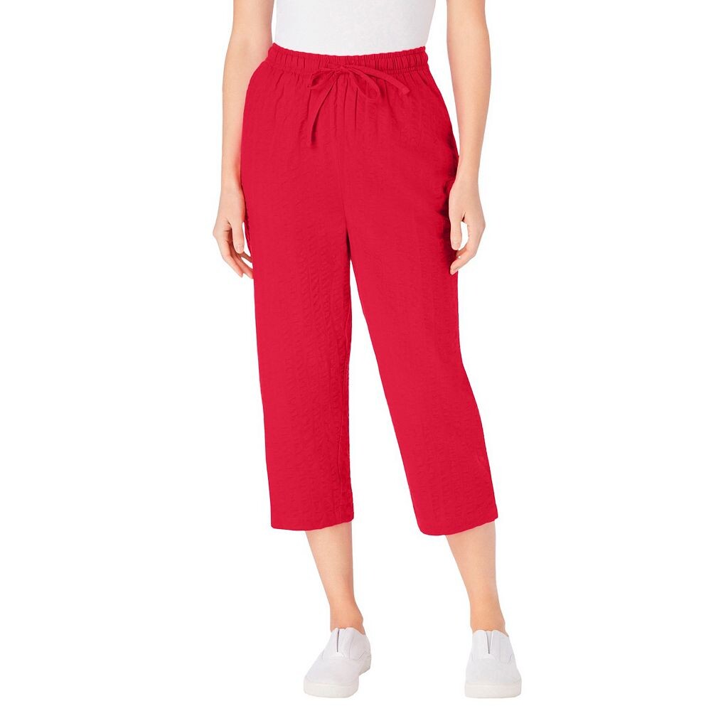

Женщина в женских капри из жатого хлопка больших размеров Woman Within, цвет Vivid Red