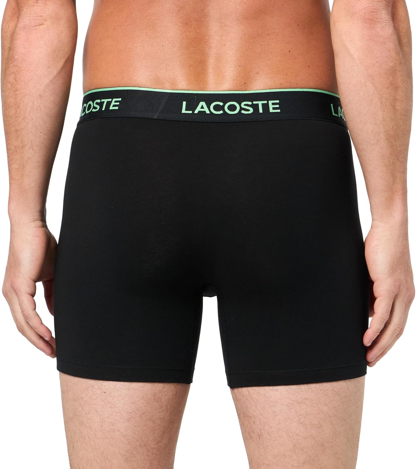 Lacoste мужские хлопковые эластичные боксеры Essentials, 3 шт (Amazon Exclusives), Black/Flamingo/Overview/Liamone — фото 3