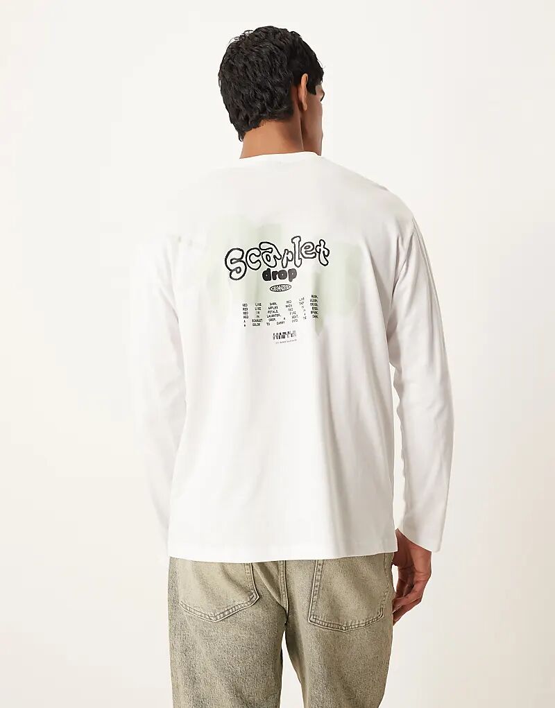 

Футболка свободного кроя ASOS DESIGN с длинными рукавами и принтом в виде фруктовых пузырьков белого цвета