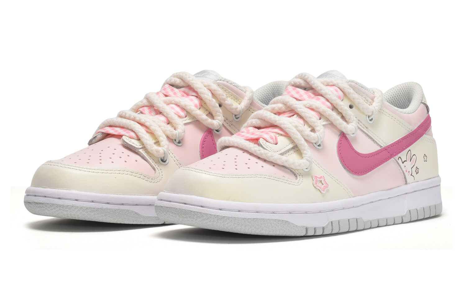 

Кроссовки Nike Dunk Skateboarding Shoes Women's Low-top Pink/Yellow, розовый