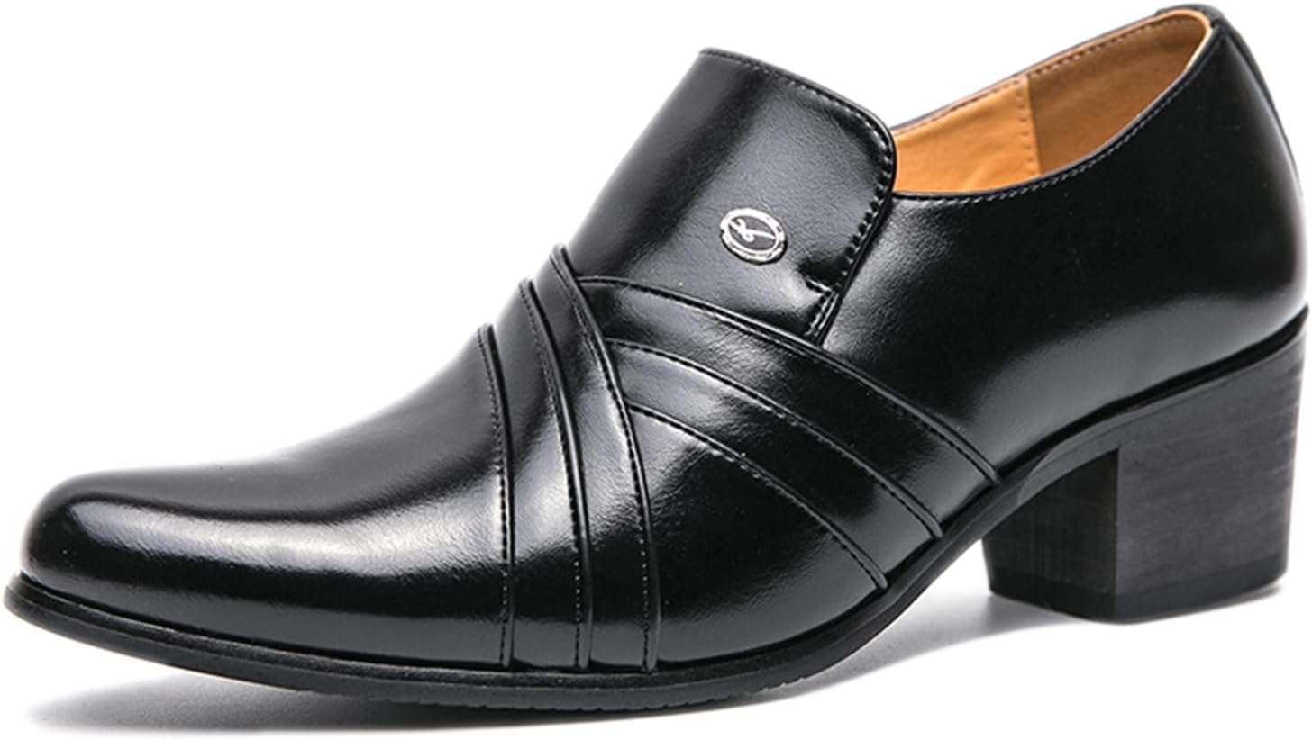 

Мужские кожаные туфли-оксфорды с заостренным носком и блочными каблуками, на мягкой подошве, средний устойчивый каблук, ретро-стиль, низкие туфли для выхода, бизнес-мероприятий, работы, свиданий и свадеб Adkgbe, черный