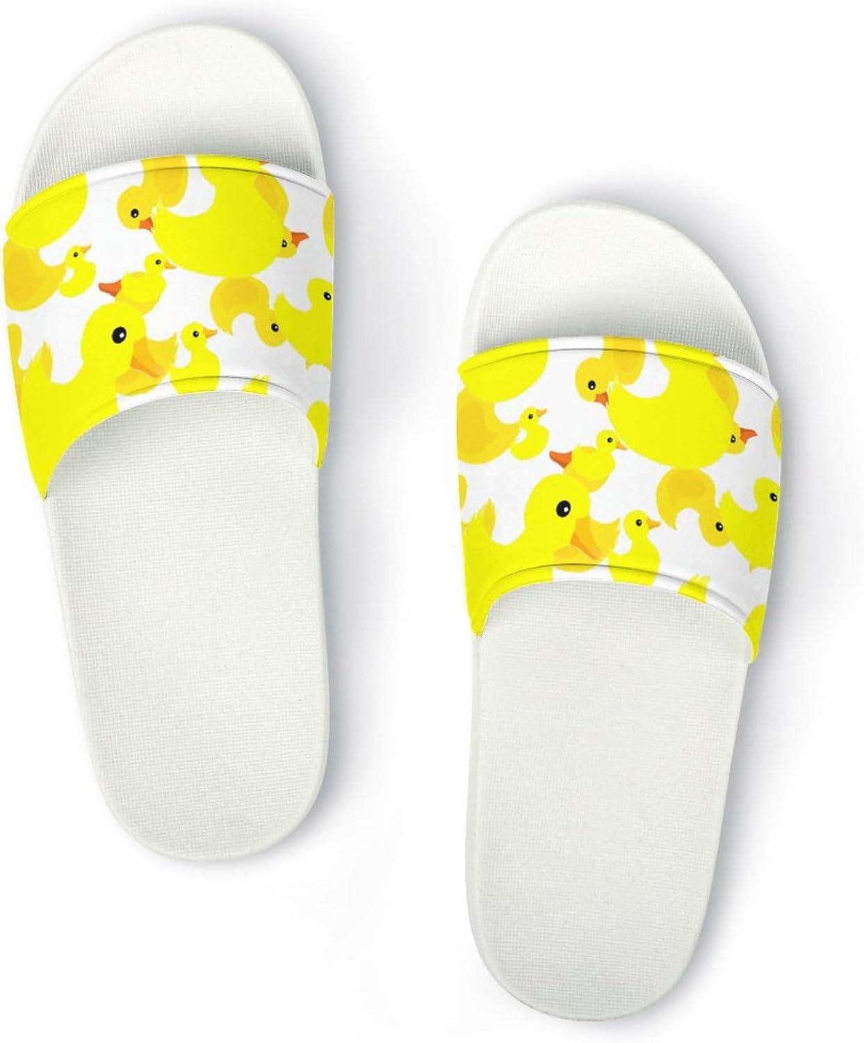 

Тапочки для душа с принтом мультяшных уток Jeireumteor, мягкие, нескользящие, для использования в ванной, слайды-сандалии для женщин и мужчин, желтый