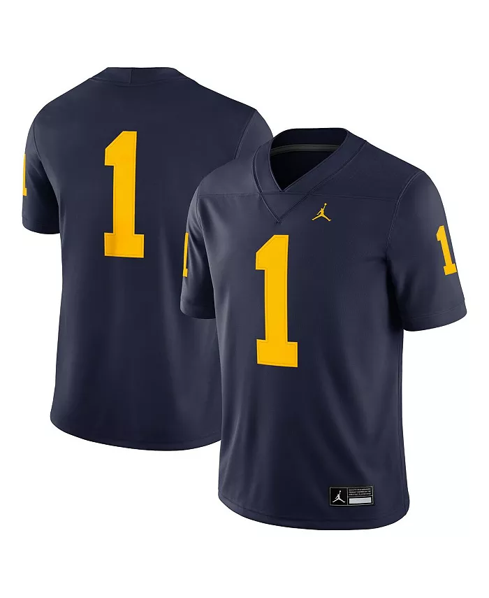 

Мужская игровая футболка Michigan Wolverines 1 Jordan, синий