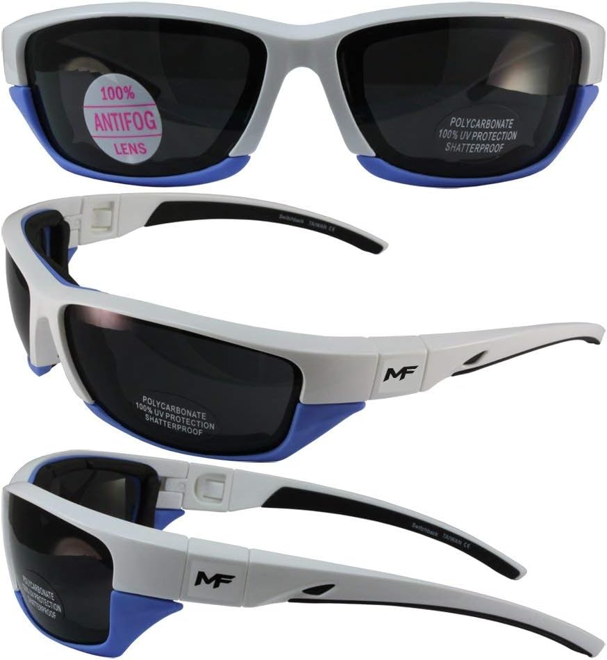 

Мотоциклетные солнцезащитные очки/маска Switchback с мягкой подкладкой, белая и светло-голубая оправа, дымчатые линзы, съемная поролоновая подкладка MotoFrames, White Light Blue