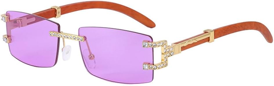 

Винтажные солнцезащитные очки без оправы из дерева для женщин, модные прямоугольные, элегантные, классические, мужские солнцезащитные очки, роскошные очки generic, Purple