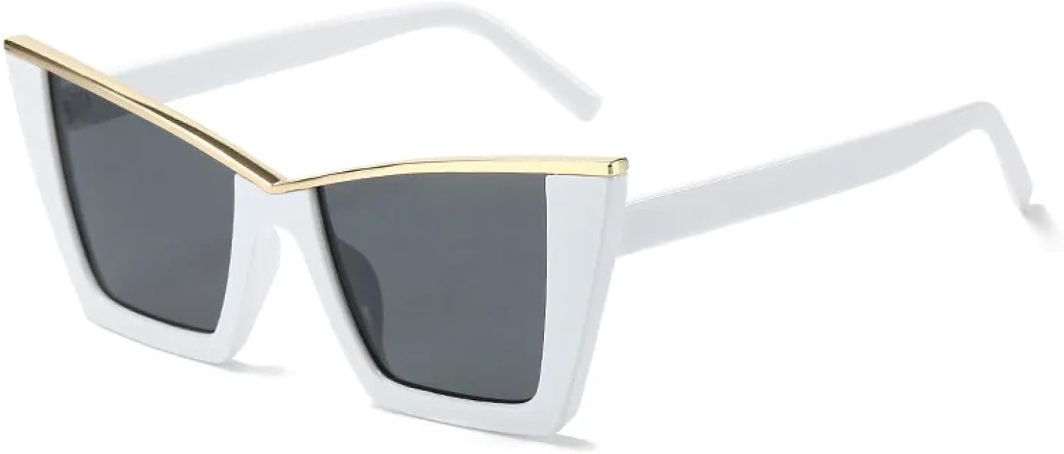 

Солнцезащитные очки с защитой от УФ-излучения UV400 | Оправа «кошачий глаз», черные линзы | для женщин и мужчин, для занятий спортом на открытом воздухе и вождения DSVIGF, White