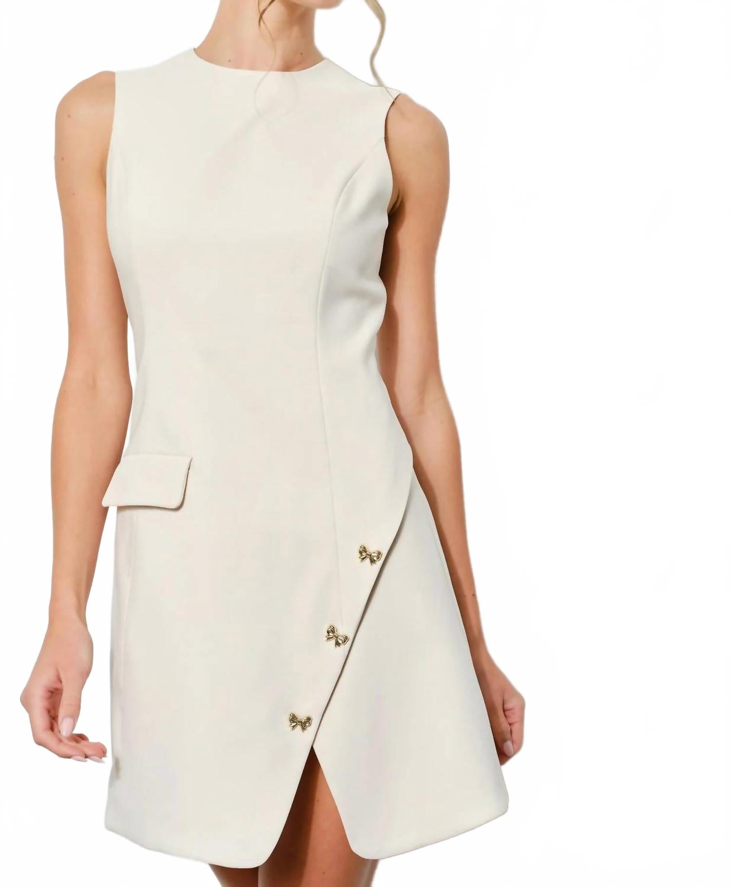 

Асимметричное мини-платье кремового цвета INA