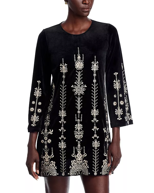 

Платье-Кимоно из велюра с объемными рукавами Johnny Was, черный