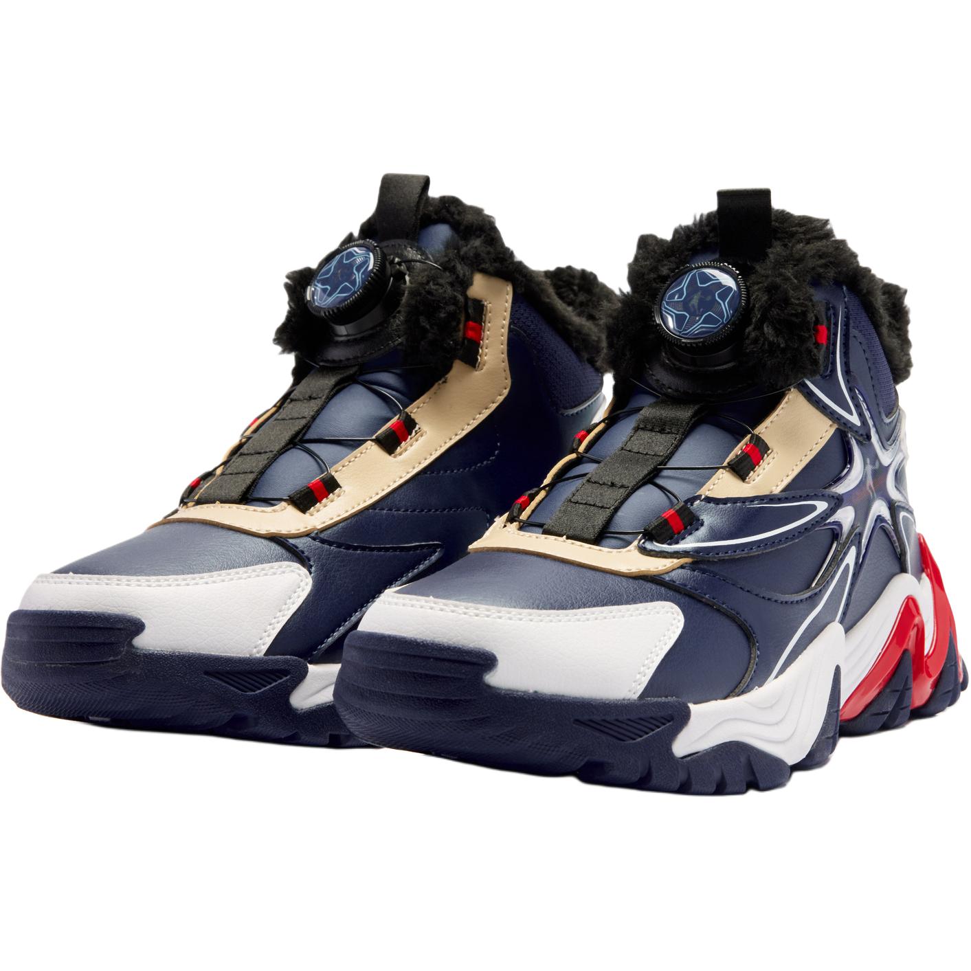 QIAODAN Детские кроссовки Crampons 3.0 с высоким берцем, устойчивые к истиранию и скольжению, синие, белые, подростковые — фото 3