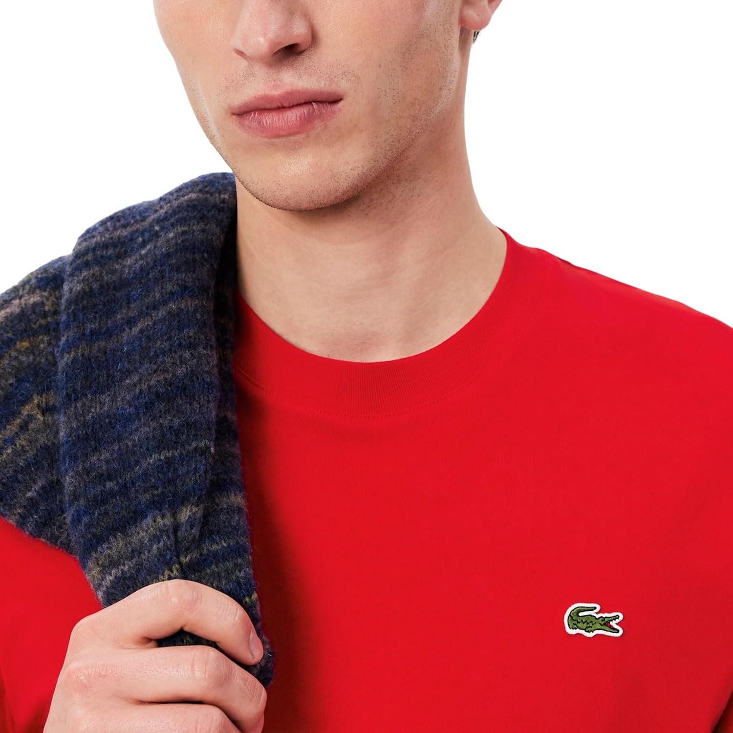 Мужская хлопковая футболка с логотипом Lacoste, Red — фото 2