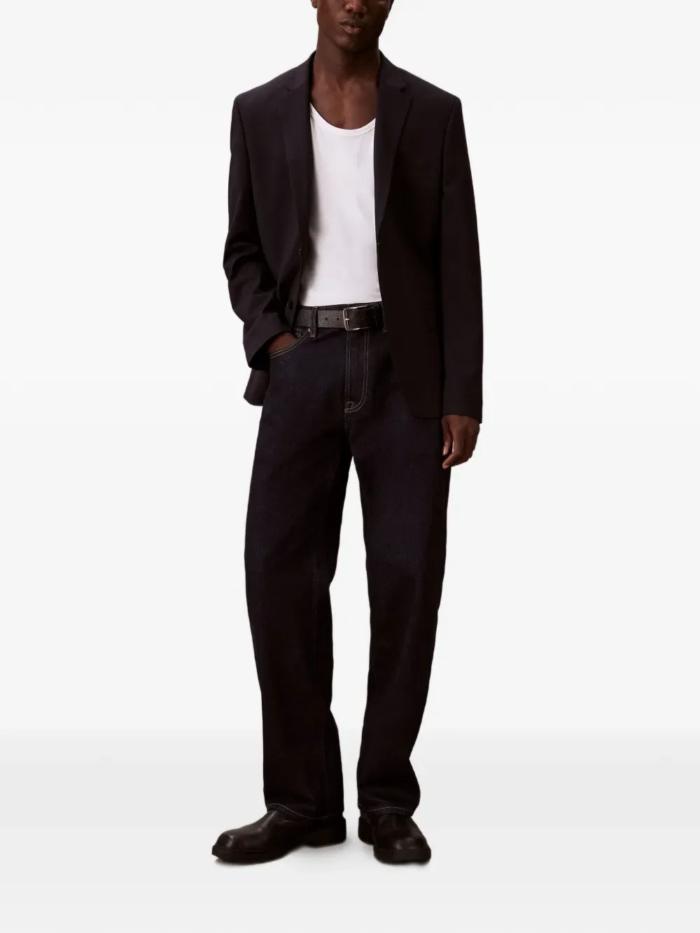 Прямые джинсы с нашивкой с логотипом 90-х Calvin Klein, синий — фото 2
