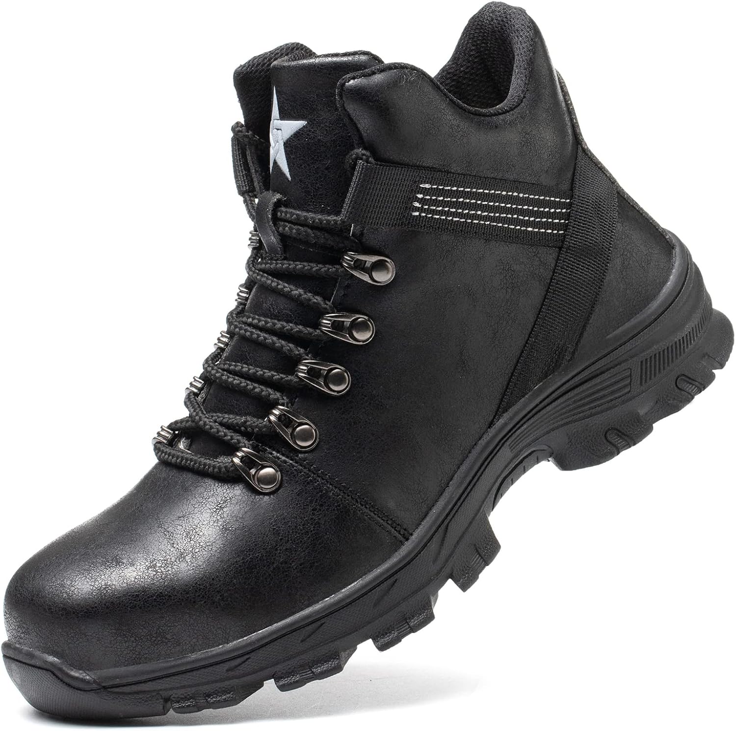 

Мужские ботинки Micoklinlin с стальным носком, водонепроницаемые, легкие, защитная обувь, слипоны для работы, кроссовки для мотоцикла, черный