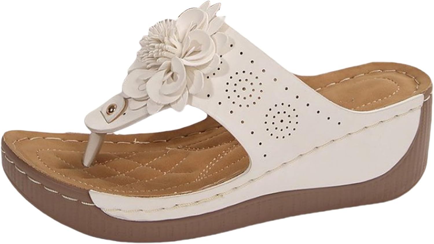 

Летние женские шлепанцы с вырезами, открытый носок, танкетка, слайд-сандалии, дышащие, на липучке, ортопедические, повседневные легкие шлепанцы с поддержкой свода стопы Kajxz, белый