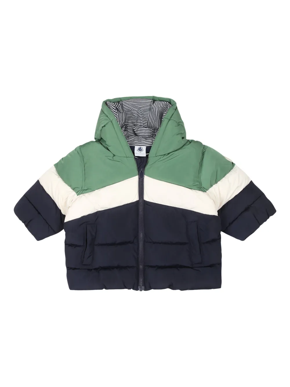 

Пуховик с нашивкой-логотипом Petit Bateau, зеленый