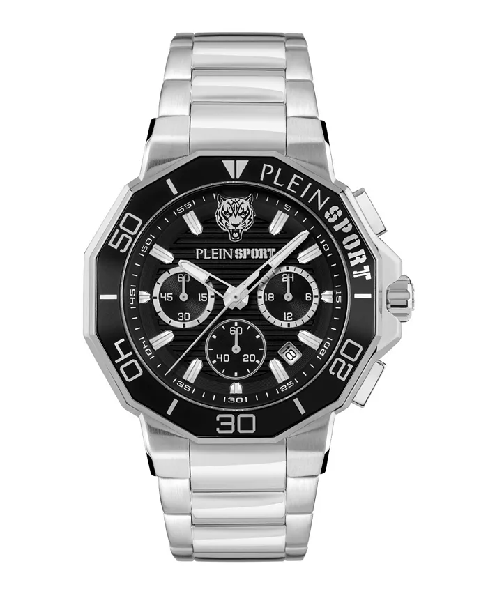 

Мужские часы Titan Chronograph Date с кварцевым механизмом, на стальном браслете, 46 мм Plein Sport