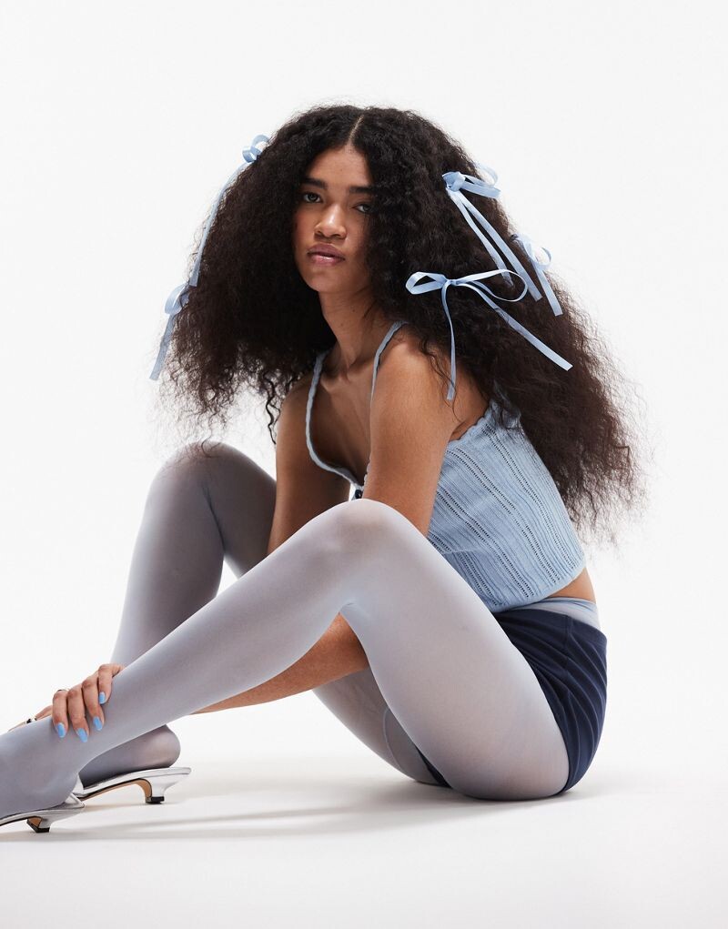

ASOS DESIGN – синяя майка в стиле пуантов с контрастным бантом
