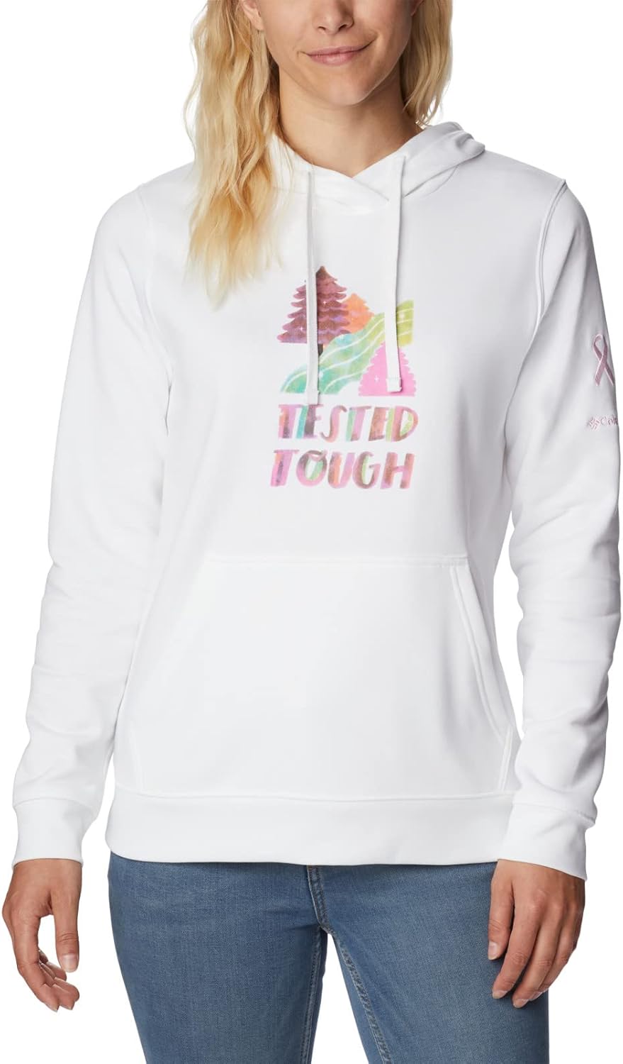

Columbia Women's Tested Tough in Pink Hoodie, White Loveis Ttip Logo