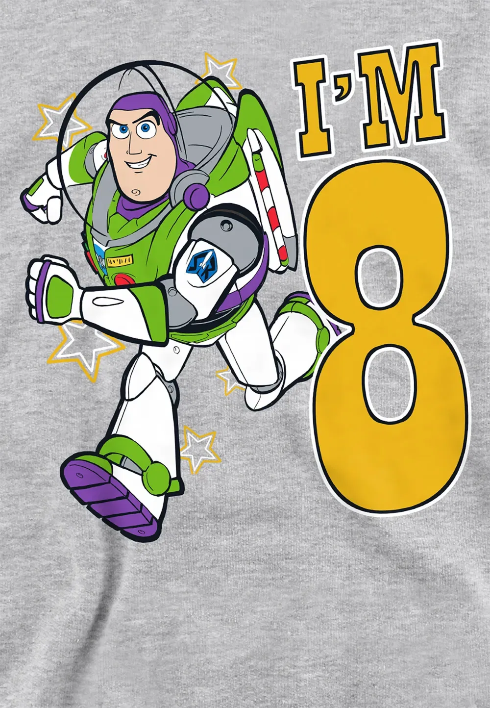 Детский худи Toy Story Birthday Buzz I'M 8, Disney, серый — фото 2