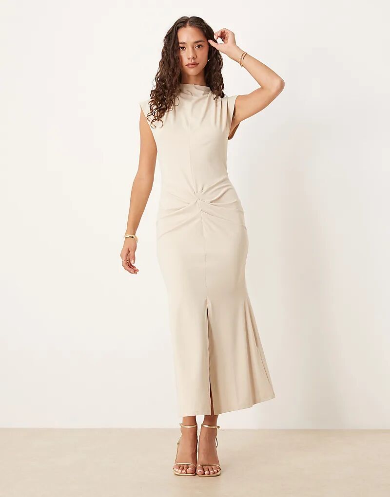 

Платье миди премиум-класса ASOS DESIGN с драпировкой спереди, черное