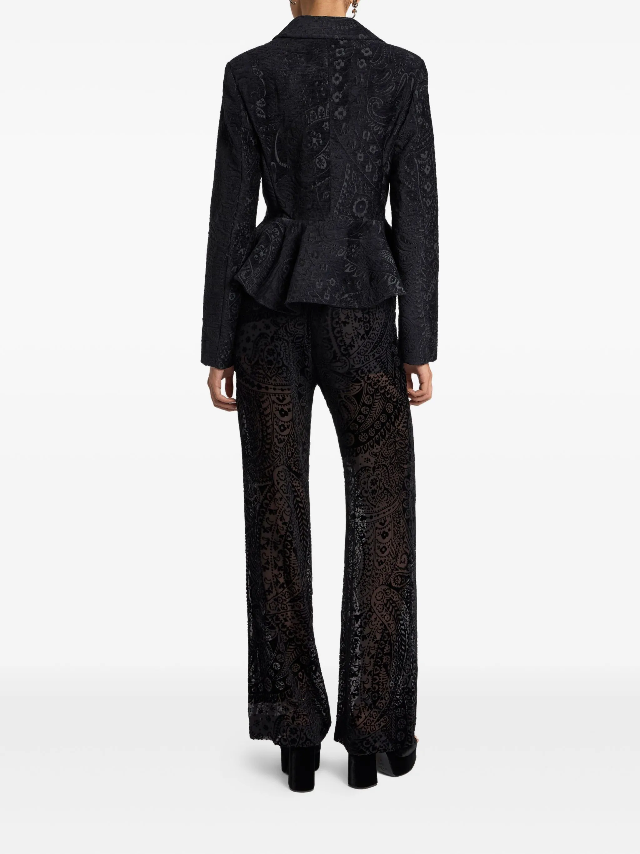 Однобортный блейзер с узором пейсли Etro, черный — фото 3