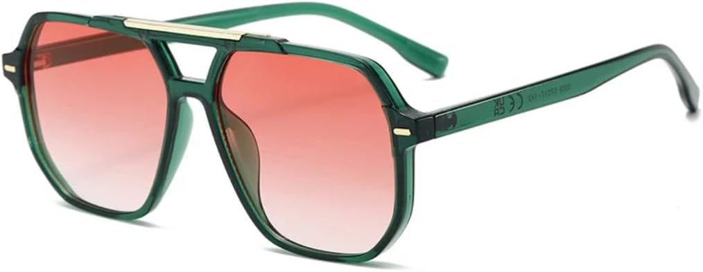 

Ретро-солнцезащитные очки с двойной перемычкой для женщин, модные градиентные очки с защитой от УФ-излучения UV400 для мужчин, с заклепками TKKTLLT, Green Red Gradient