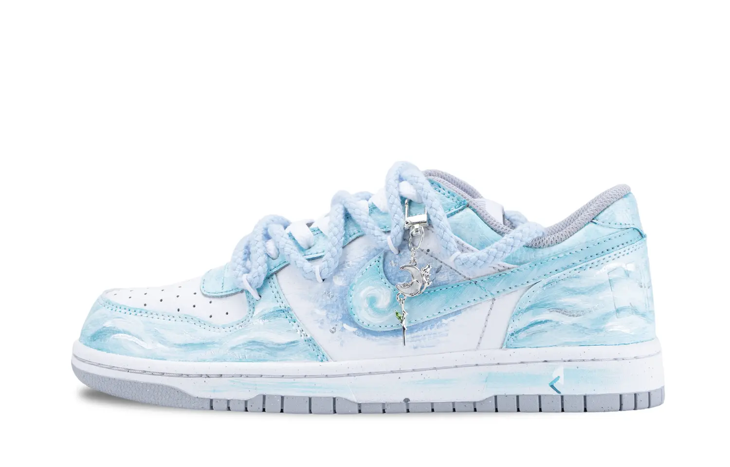 Nike Повседневные кроссовки Big Sea Moon Abrasion Resistant Breathable Low top Skateboard Shoes мужские белые синие — фото 3