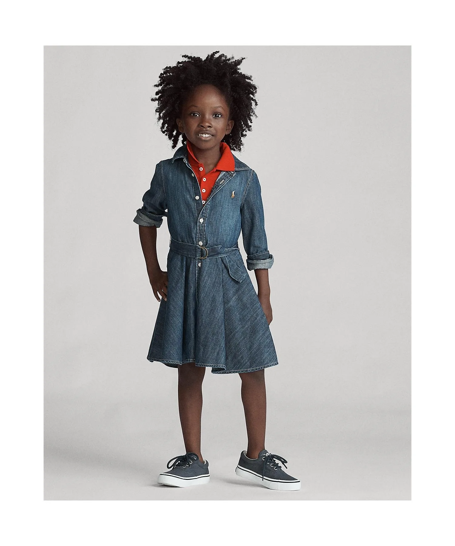 Платье-рубашка из хлопкового денима с поясом (для девочек, 2-6 лет) Polo Ralph Lauren, 410 Navy