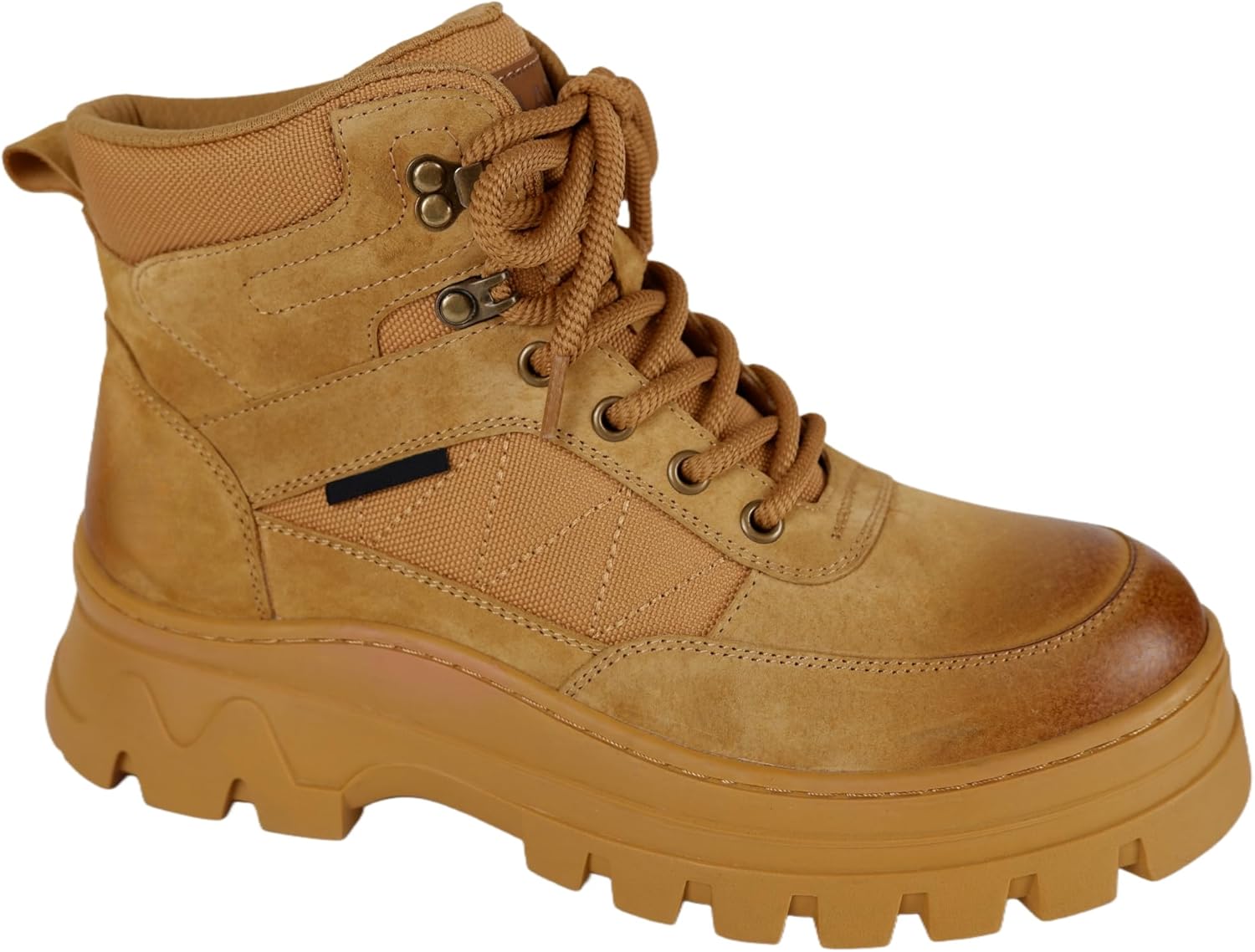 

Тактические боевые ботинки, бежевые, кожаные, высокие, в военном стиле, на шнуровке, для походов и работы на открытом воздухе с прочной подошвой Generic