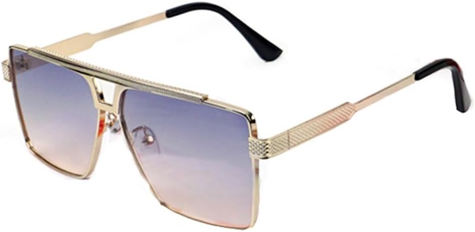 

Ретро-солнцезащитные очки в крупной оправе для мужчин и женщин, с плоской верхней частью и двойной перемычкой, роскошные, модные, с защитой от УФ-излучения UV400 TYUVIVO, C02 Blue