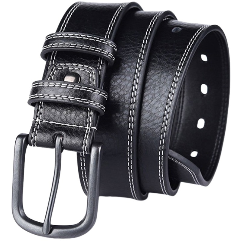 

Ремень из спилка коровьей кожи Unisex 3,8 см WARRIOR, черный