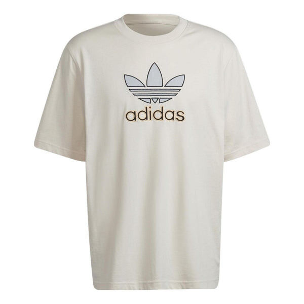 

Футболка Men's adidas originals Logo Printing Loose Casual Round Neck Short Sleeve Light Brown T-Shirt, мультиколор