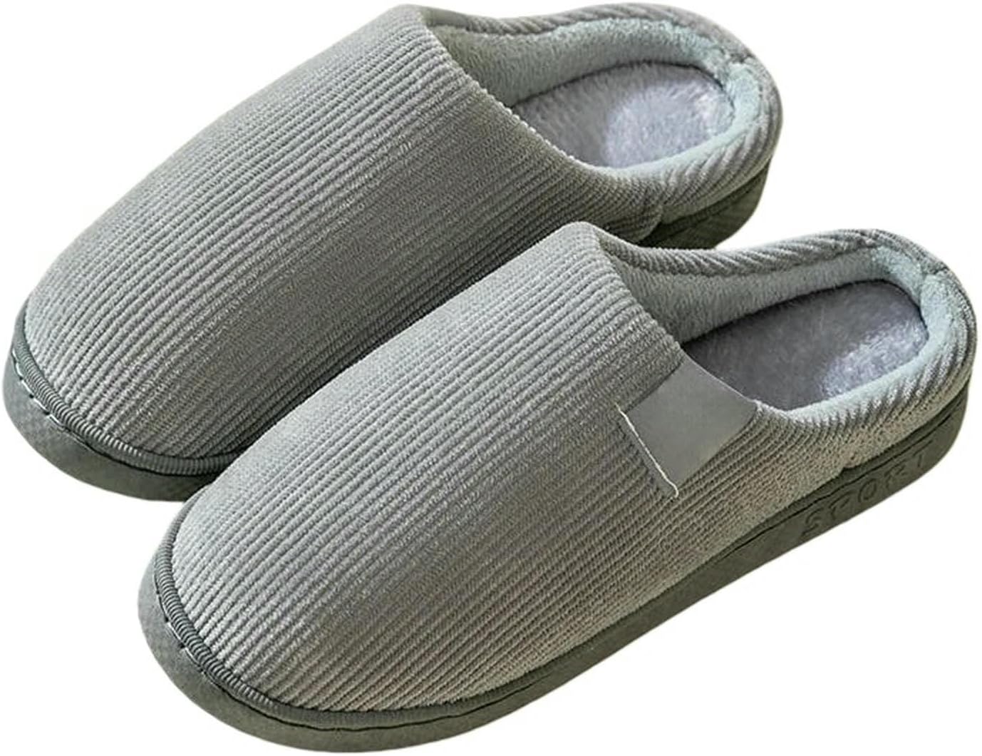 

Домашние тапочки для женщин и мужчин, теплые зимние, противоскользящие, мягкие, повседневные для дома, для спальни, плюшевые Uebherv, серый