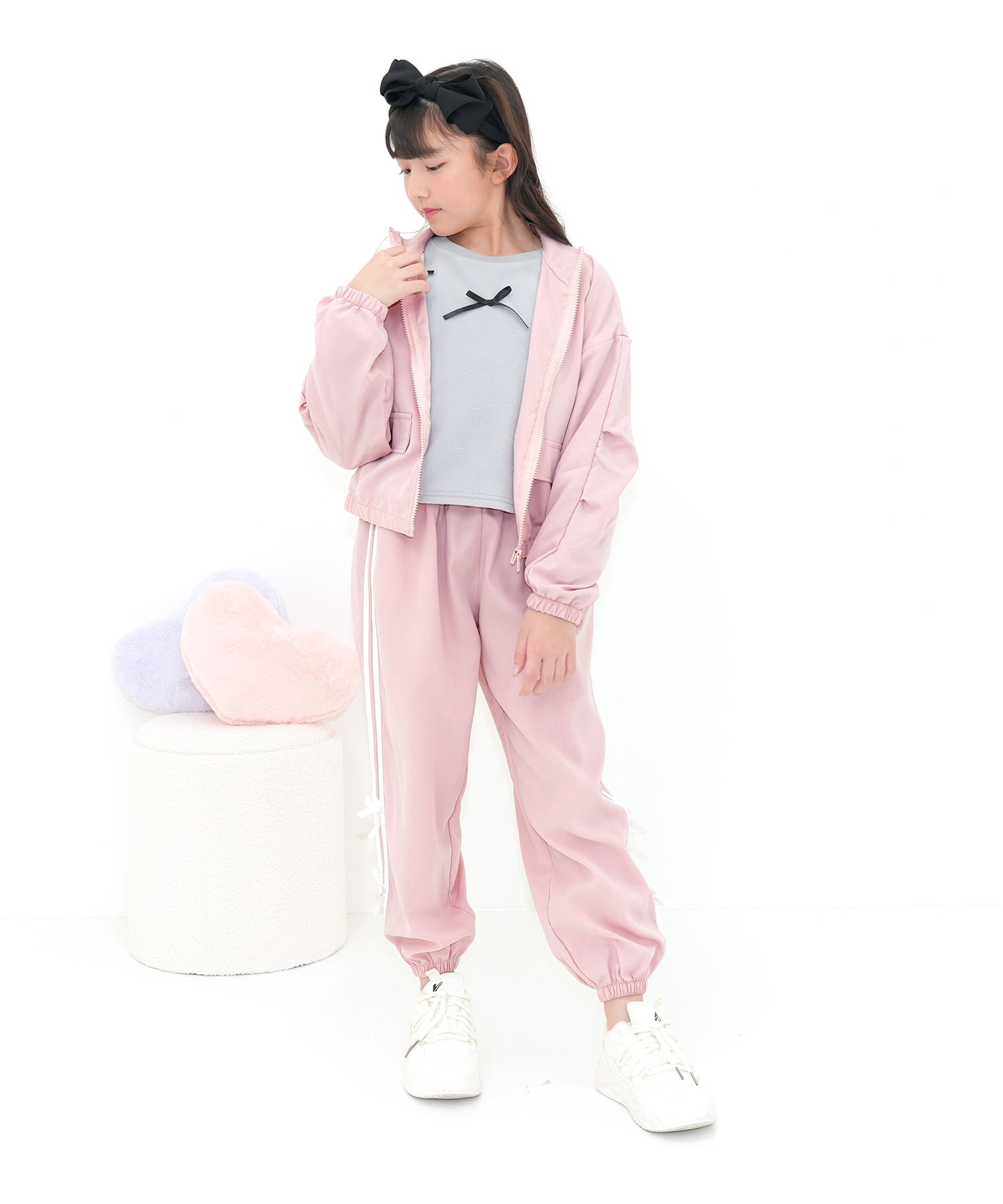 Брюки-карго Bee с лентой и карманами, детская одежда для девочек Bee, Pink x Line Ribbon — фото 3
