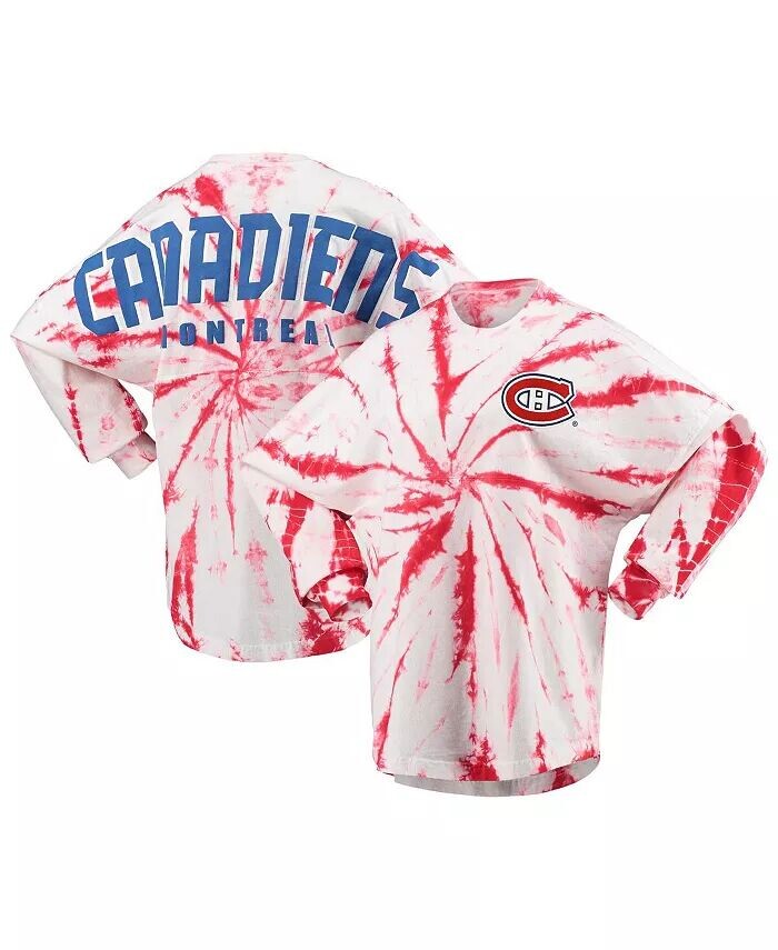 

Красная женская футболка с длинным рукавом Montreal Canadiens Spiral Tie Dye Spirit Jersey
