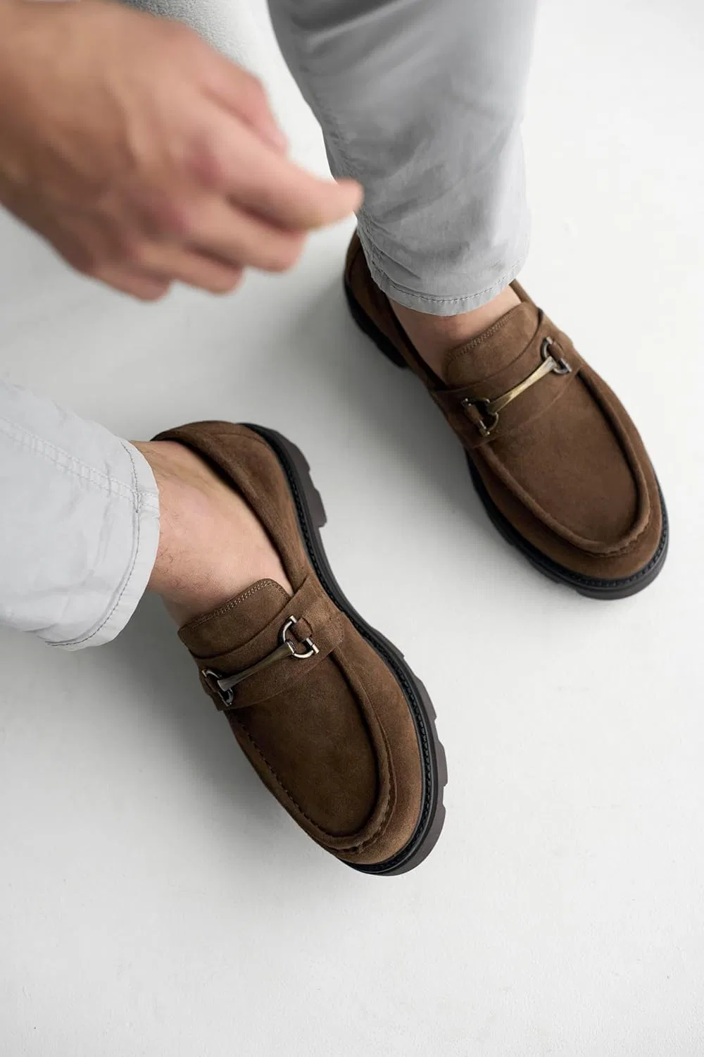 Лоферы мужские A. Veer Samuel Bit Brown Suede Leather — фото 2