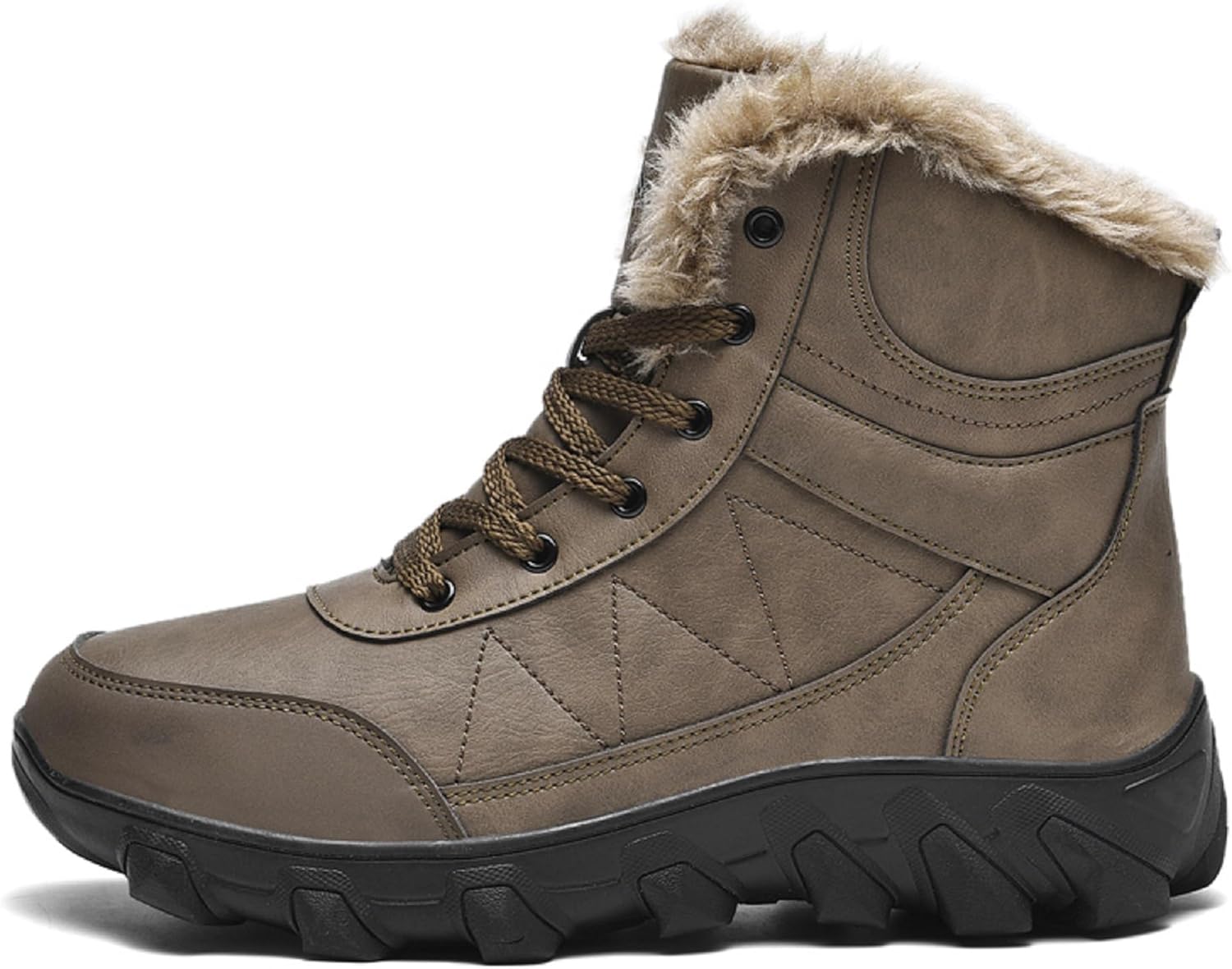 

Мужские зимние ботинки водонепроницаемые с теплой шерстяной подкладкой, зимние походные ботинки, противоскользящие, удобные для работы на улице, ботинки для туристов и трекинга Generic, коричневый