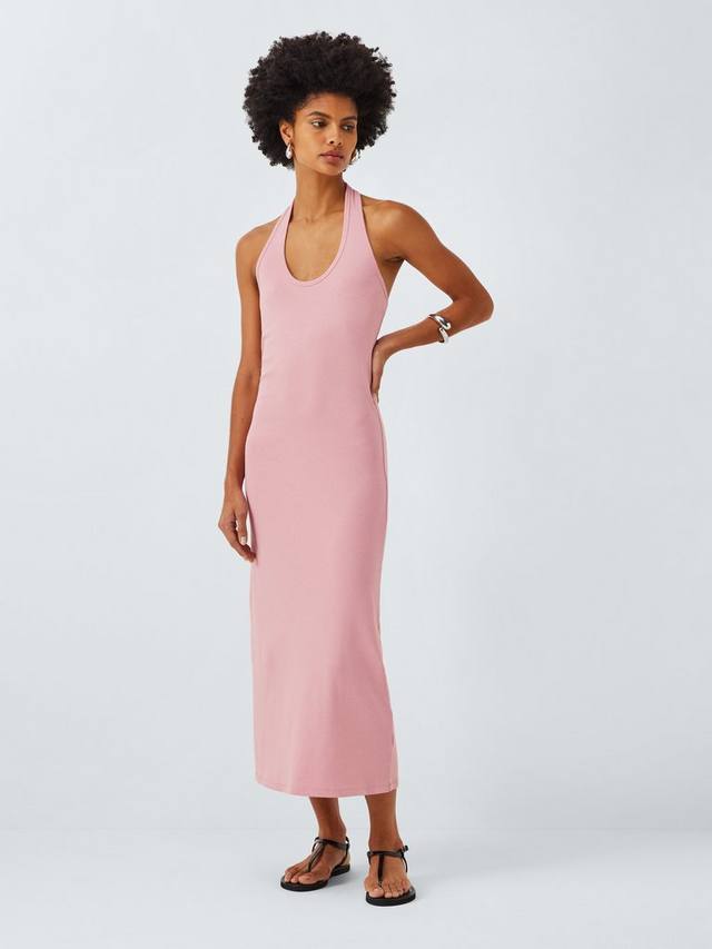 

Хатернек платье-миди в облегающем стиле John Lewis ANYDAY, Pink