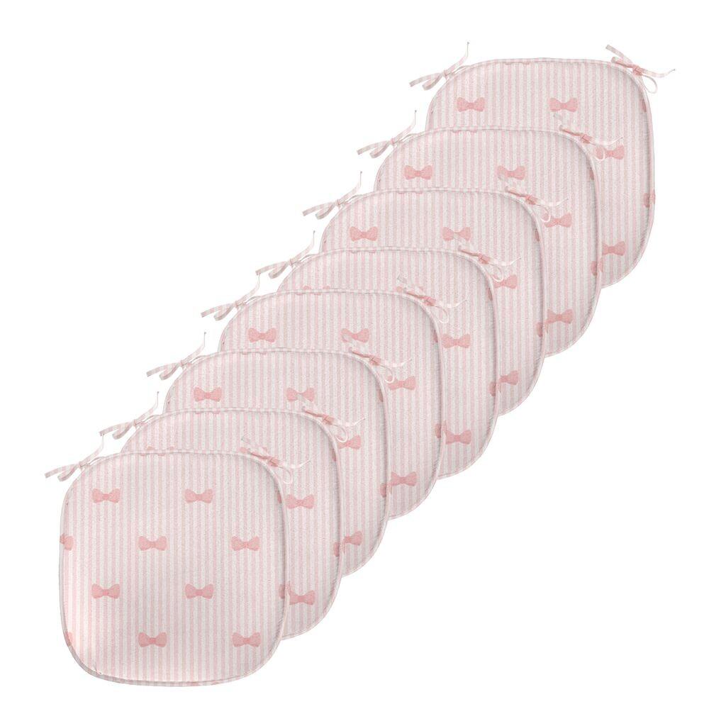 

Подушки на детский обеденный стул ABAKUHAUS, галстук-бабочка с вертикальными полосками, декоративная водонепроницаемая подушка с ремнями для кухонных сидений, 40 см x 40 см — упаковка из 8 шт., бледно-розовый