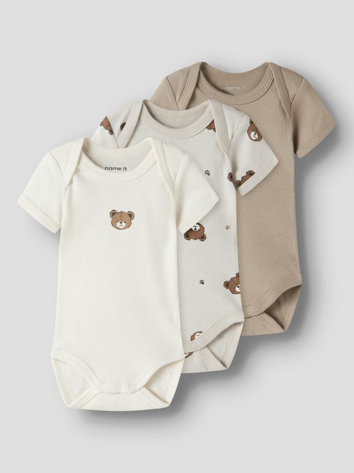 Name it Набор из 3 боди с короткими рукавами NBNBODY 3P S/S PUMICE BEAR цвета пемзы — фото 3