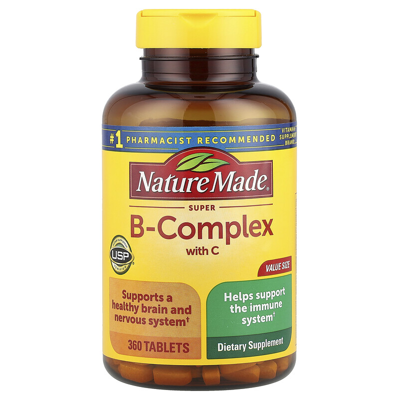 

Nature Made, Super-B Complex с витамином C, 360 таблеток