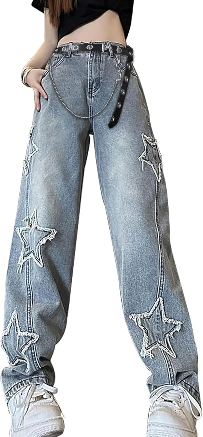 

Женские джинсы Star в стиле baggy cargo, прямые, с карманами Sunidol