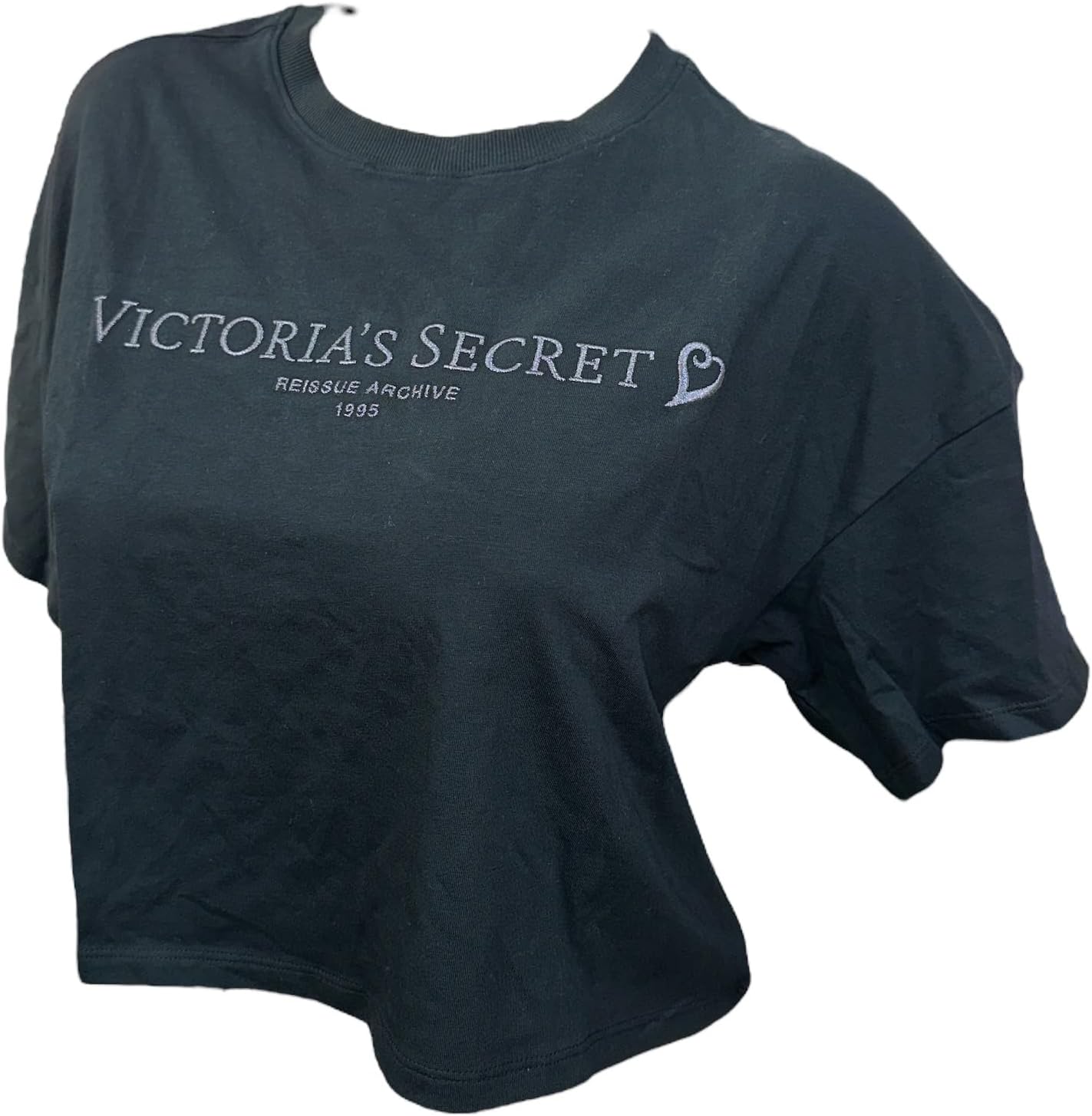 

Футболка с коротким рукавом Victoria's Secret, укороченная, свободного кроя, цвет Black, Pure Black