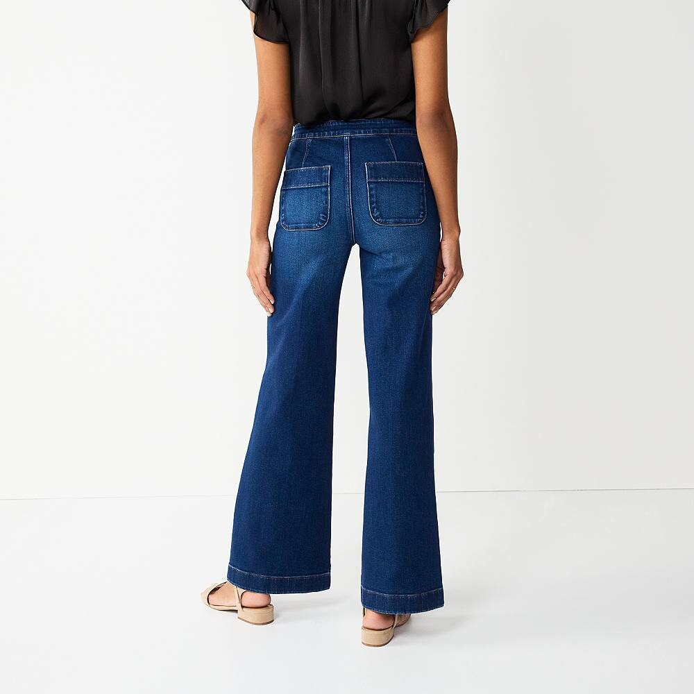 

Женские широкие брюки LC Lauren Conrad с очень высокой талией, цвет Dark Wash